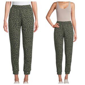 NWT Secret Treasures Womens Large Leopard Print Cuffed Sleep Pants Army Green